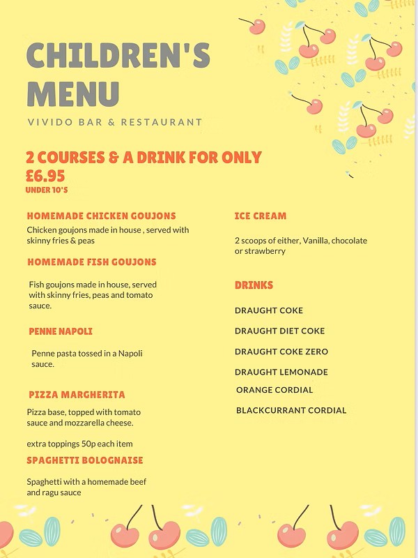 Vivido Food Menu Page 2